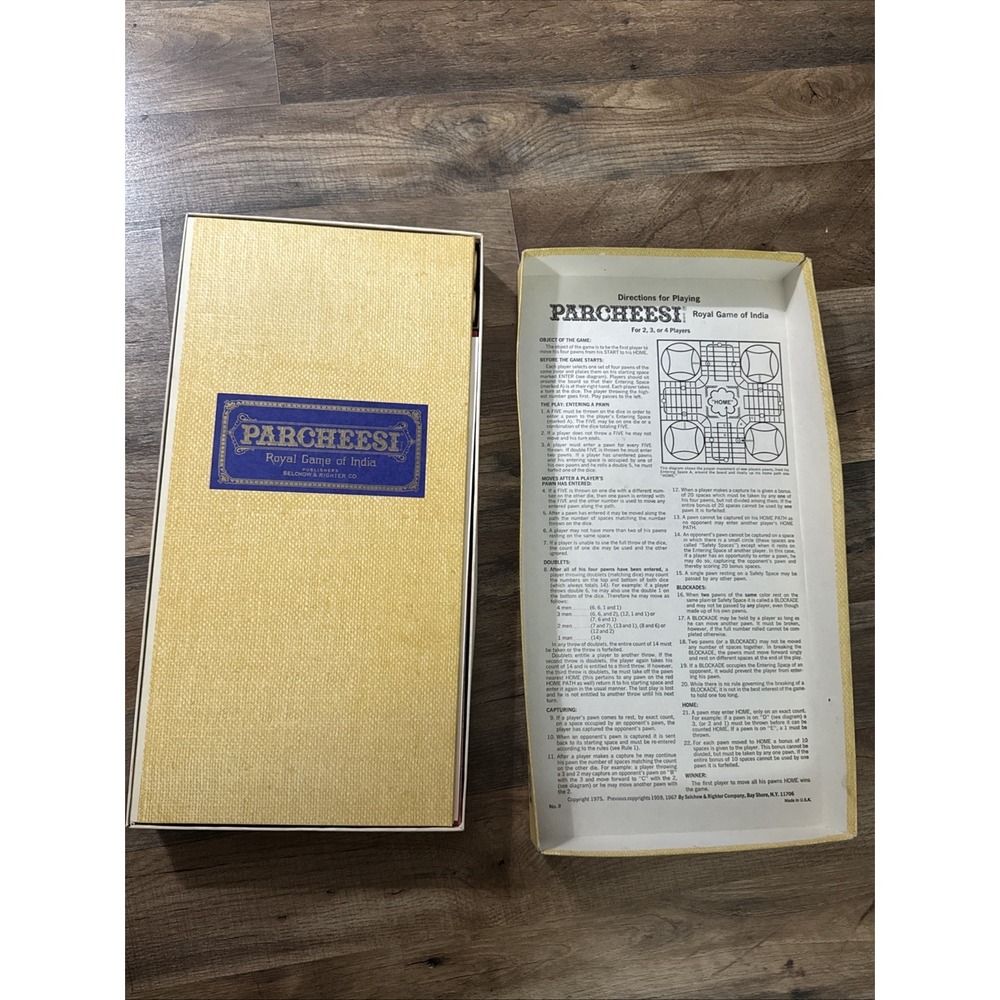 Vintage Parcheesi Board Game 1975 Selchow & Righter Royal Game of India Good Con - Picture 2 of 6